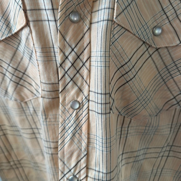 Wrangler Beige Plaid Western Shirt - Picture 3 of 5